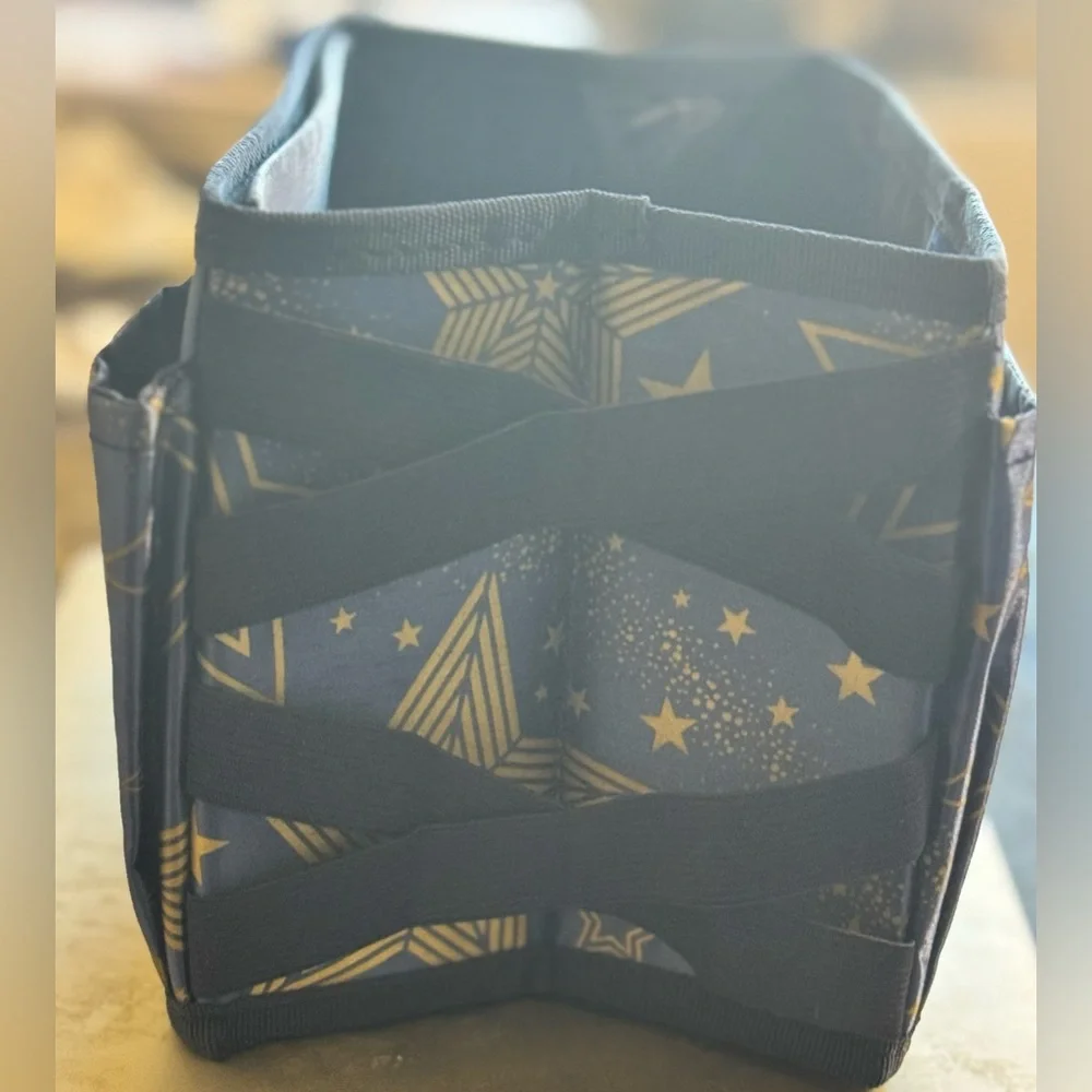 Blue and Gold Star Patterned Storage Bin